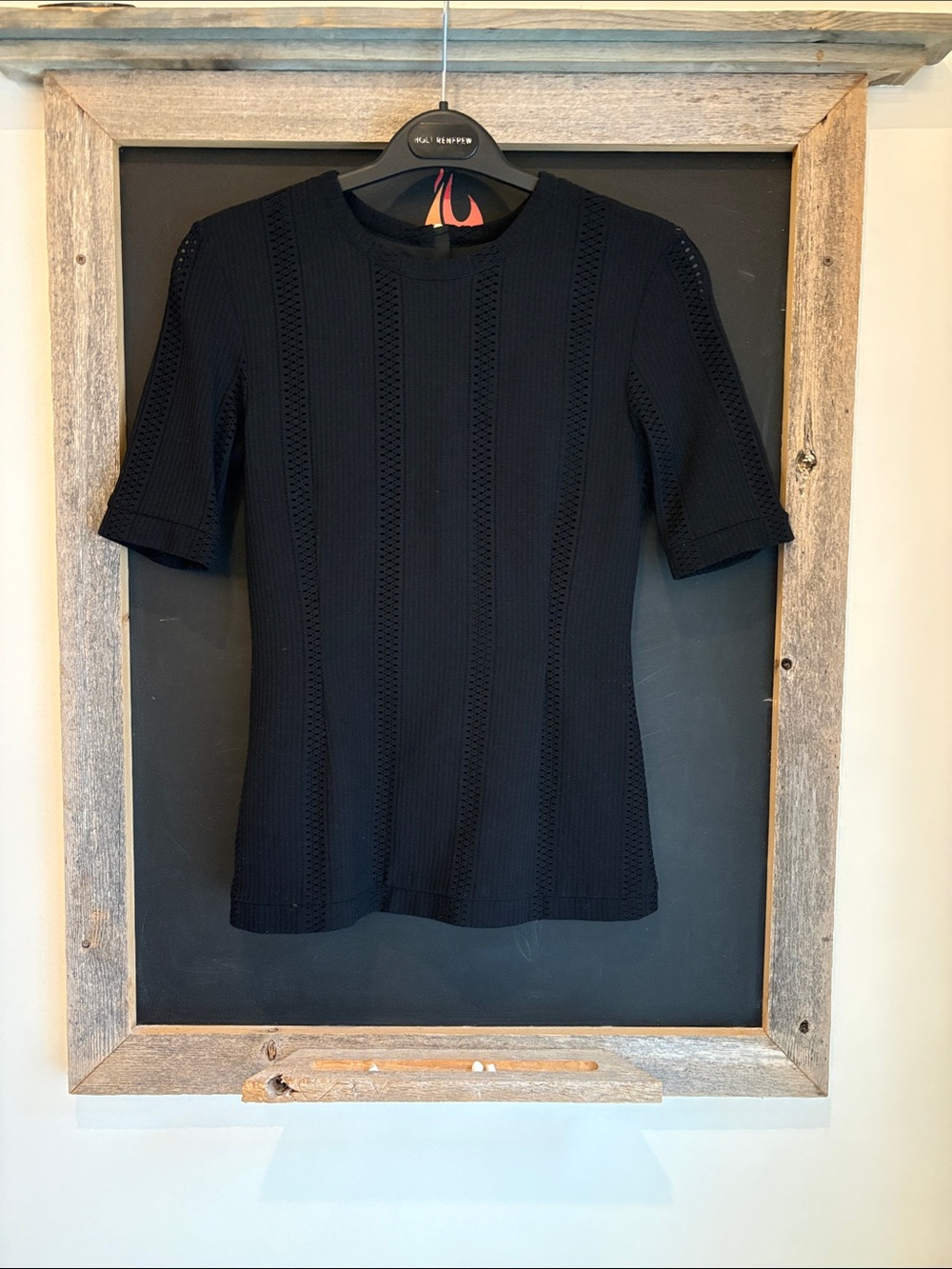 🖤 Rag & Bone BLACK Knit Short Sleeve Top Blouse, Fully Lined - MEDIUM